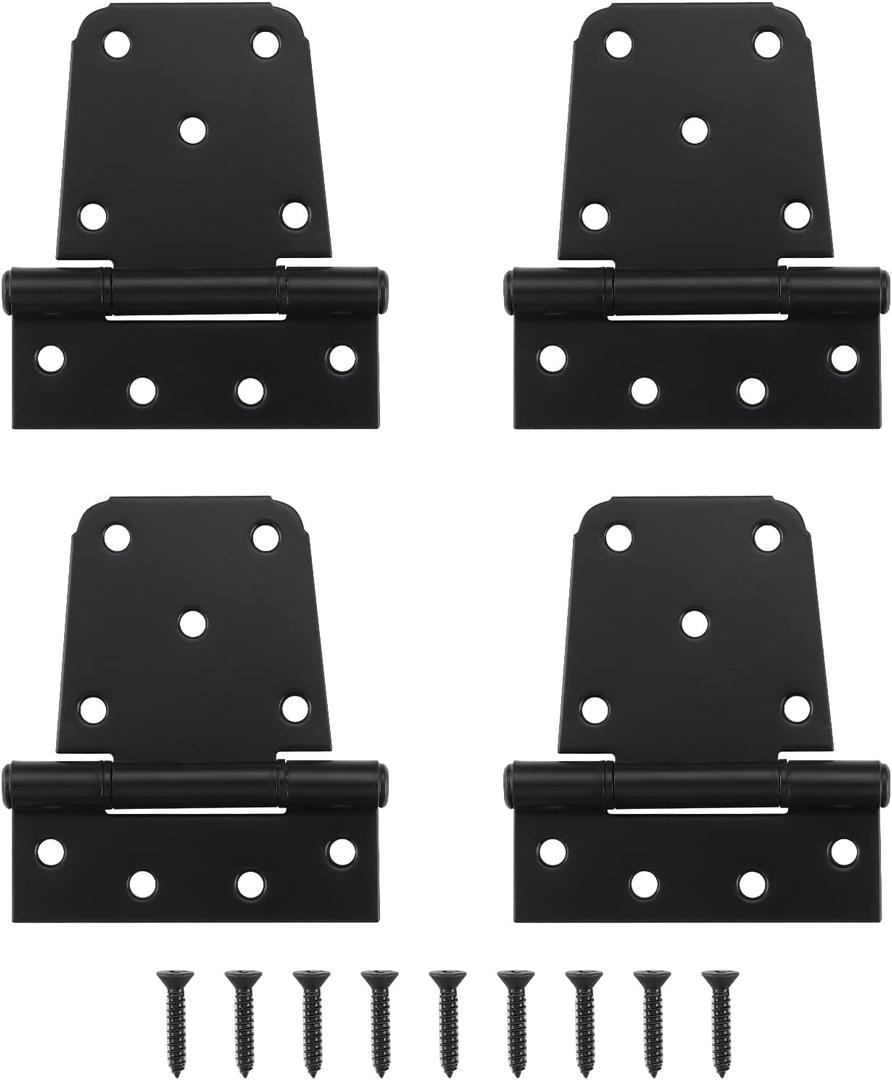 Heavy Duty Gate Hinges 4 Pack, 3.5 Inch Black Shed Barn Door Hinges, Metal Gate Hinges for Wooden Gates Wood Fence Outdoor with Screws, HOME MASTER HARDWARE