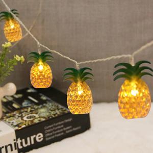 Vigdur 2 Packs Pineapple String Lights - Battery Operated with 20LED Fun Patio Lights for Party Bedroom Home Birthday Indoor Outdoor Hawaiian Tropical Tiki Gifts Decor,13Ft