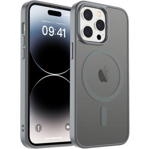 zapica Magnetic for iPhone 14 Pro Max Case, [Compatible with MagSafe] [Military Grade Drop Protection] Translucent Matte Shockproof Anti-Scratch Phone Cover, Dark Gray