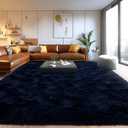 Area Rugs for Living Room, Soft Shaggy Carpets for Living Room, Fuzzy Rugs for Kids' Room, Perfect Decor for Modern Home Navy Blue 9x12 Feet