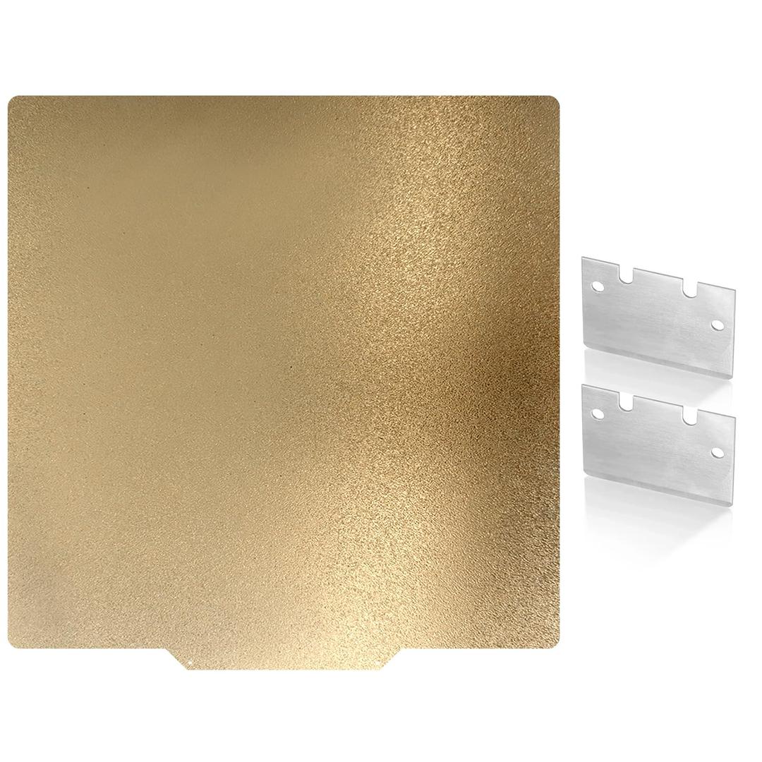 Upgraded 430x430mm Neptune 4 Max Double Sided PEI Build Plate, 3D Printer Gold Textured PEI Platform for Elegoo Neptune 3 Max, Kobra 2 Max 430x430mm