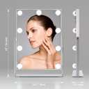 Vanity Mirror with Lights, Lighted Makeup Mirror with 9 Dimmable Bulbs, 3 Color Lighting Modes, Detachable 5X Magnification Mirror and 360 Degree Rotation