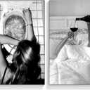 2pcs Trendy Wall Art Black and White Preppy Aesthetic Canvas Poster Vintage Fashion Feminist Pictures Teen Girl Funky Home Wall Decor for Bathroom Living Room Champagne Bar Cart 12x16 inches Unframed