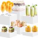 6Pcs Buffet Risers, Food Risers for Buffet, Acrylic Boxes for Display Cube Riser Display Cases Acrylic Square Cube Display Base, White