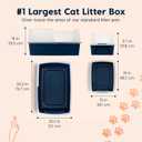IRIS USA XX-Large Side Entry Cat Litter Box, Open Top Extra Large Litter Box for Big Cats and Multi-Cat Households, High Sided Scatter Shield, Easy to Clean, 30" L x 20" W x 14" H, Navy