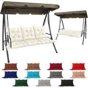 NACATIN 3 Seat Cushion for Outdoor Swing - 60x40 inches, 4" Thick Porch Swing Cushions with Ties and Storage Bag, Waterproof Bench Cushions for Patio, Outdoor, Backyard and Garden (Beige)