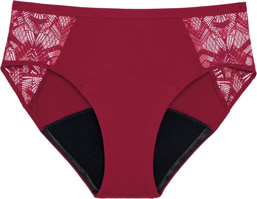 Thinx Ultra-Soft Period Underwear, Brief-Style Leakproof Underwear for Women, Holds Up to 12 Regular Tampons, Period Panties, Reusable, Comfortable, & Flexible, Spicy with Lace, S