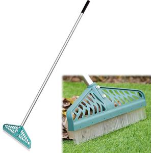 Artificial Turf Rake with Adjustable Steel Handle from 32 to 61 Inch, Durable Carpet Rake, Turf Brush for Artificial Grass, Pet Hair, Leaves and Debris
