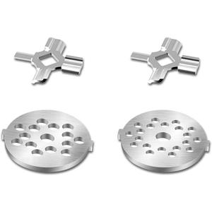 Antree Stainless Steel Meat Grinder Plate Discs/Grinding Blades for for KitchenAid Stand Mixer Food Grinder Attachment(FGA), 2 sharp blades and 2 cutting plates (coarse and fine)