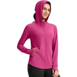 G Gradual Women's UPF 50+ Sun Protection Hoodie Jacket with Ponytail Hole and 4 Pockets Lightweight Long Sleeve for Hiking