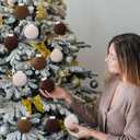 Soulchen 12 Pcs Neutral Christmas Crochet Ornaments 2.36" Boho Farmhouse Christmas Tree Hanging Balls Handmade Vintage Rustic Knitted Ornaments for Xmas Tree Holiday Decor(Beige, Khaki, Brown)