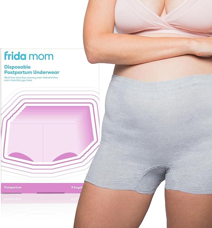Frida Mom Postpartum Underwear, Disposable Boyshort Panties, Seamless, Stretch Support, New Mom Essentials (Regular (Waist 28"-42" stretched)