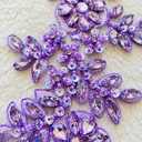 Zbroh Handmade red/White//Green/Blue Rhinestones Applique Sewing Beads Stones Trim lace Patches Accessory for Dress Clothes one Pair (Light Purple)