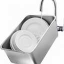 Stainless Steel Dish Basin, 18L Multipurpose Kitchen Sink Tub for Washing Dishes & Vegetables, Heavy-Duty Rust-Resistant Dishpan with Flat Base (15.74"x11.8"x5.9")
