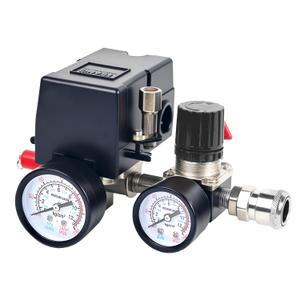 Air Compressor Pressure Switch with Pressure Regulator, 90-120 PSI Air Compressor Switch equips Pressure Gauge
