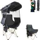 Folding Camping Chairs Canopy Outdoor: Sports Portable Beach Chair with Canopy-Lawn Beach Chairs with Umbrella for Adults-Camping Chair with Shade for Fishing Camp Heavy Duty (Regular, Grey)