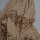 Women's Lace Maxi Dress Short Sleeve V Neck Party Dress Smocked Waist Boho Maxi Dress Bohemian Dress for Women (Khaki)