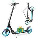 Scooter for Kids Ages 8+ Teens & Adults, Lightweight Kick Scooter with Carry Strap Adjustable Height Equipped with Front handbrake and Rear Brake, Big Sturdy PU Flash Wheels Great Gift & Toy (Black)