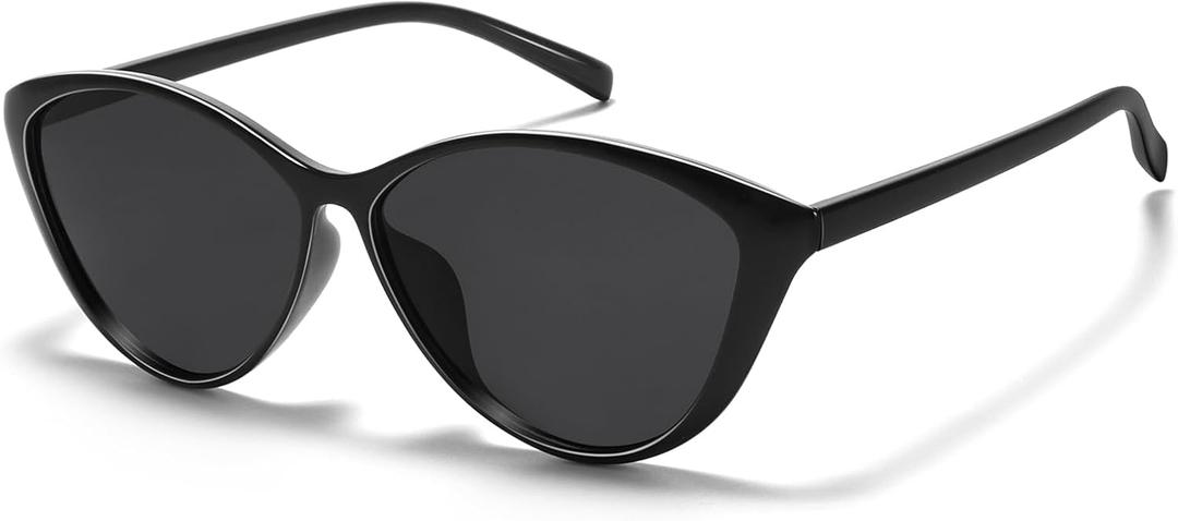 Oversized Cat Eye Polarized Sunglasses for Women, Trendy Sunnies UV400 Protection (Black)