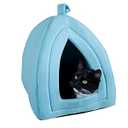 PETMAKER Cat House Indoor Bed with Removable Foam Cushion, Blue