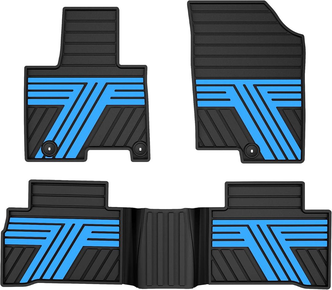 Car Rubber Floor Mats for Hyundai Tucson 2022 2023 2024 2025 2026 (Not for Hybrid) - Custom Fit All Weather Anti-Slip Automotive Floor Liners Car Mats Tucson Gas Accessories, Black with Blue