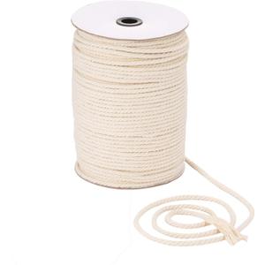 Macrame Cord 5mm x 164yd | 100% Natual Cotton Macrame Rope | 3 Strand Twisted Cotton Cord for Handmade Plant Hanger Wall Hanging Craft Making (Creamy)