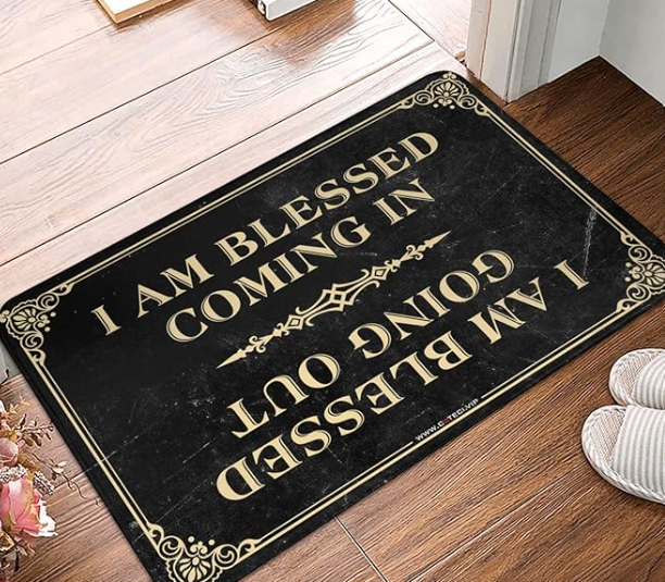 Outdoor Door Mats for Outside Entry I Am Blessed Coming in and Going Out Rug Room Door Decor Front Porch Rug(Size:50X80CM)