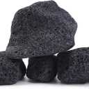 4 PCS 2-6'' Large Natural Black Lava Rock for Aquarium, Volcanic Rock for Fish Tank