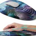 Ergonomic Memory Foam Mouse Pad with Wrist Rest Support, Non-Slip PU Base, Wireless, Galaxy Theme