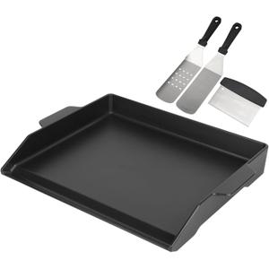 BBQ Future Universal Griddle for Gas Grill with spatula set, 18" x 14" Nonstick Cast Iron Outdoor Gas Grill Griddle Insert, Large BBQ Flat Top Plate fits Electric/Stove Accessories