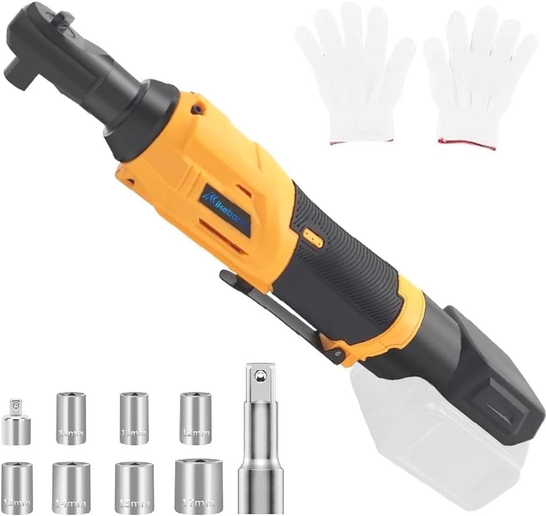 Cordless Ratchet Wrench 3/8" for Dewalt 20V Battery,75 ft-lbs Electric Wrench with 1/2"&1/4" Adapters,3" Extension Bar Replace for DCF510B(Not Battery Included)