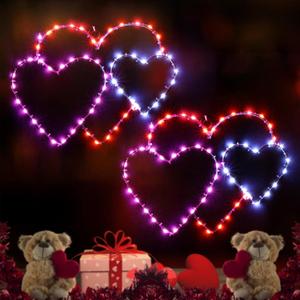 BRIGHTDECK Valentine's Day Window Lights Decorations, 2 Pack 16" Lighted Red Heart Valentine's Day Window Decor, 8 Mode Hanging Light for Valentine, Wedding Wall Indoor Outdoor Decor (2pack, Multicolour)