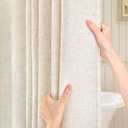 Awellife Beige Flax Linen Style Shower Curtain Set with 12 Durable Hooks - Cream Tan Fabric Textured Heavy Cloth Neutral Shower Curtains for Bathroom, 72 x 75 Inch