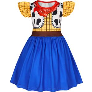Eledobby Jessie Toy Story Costume Girls Toddler Buzz Lightyear Dress Woody Costume Christmas Birthday Gift Princess Dress Up (120 4-5T, Blue)