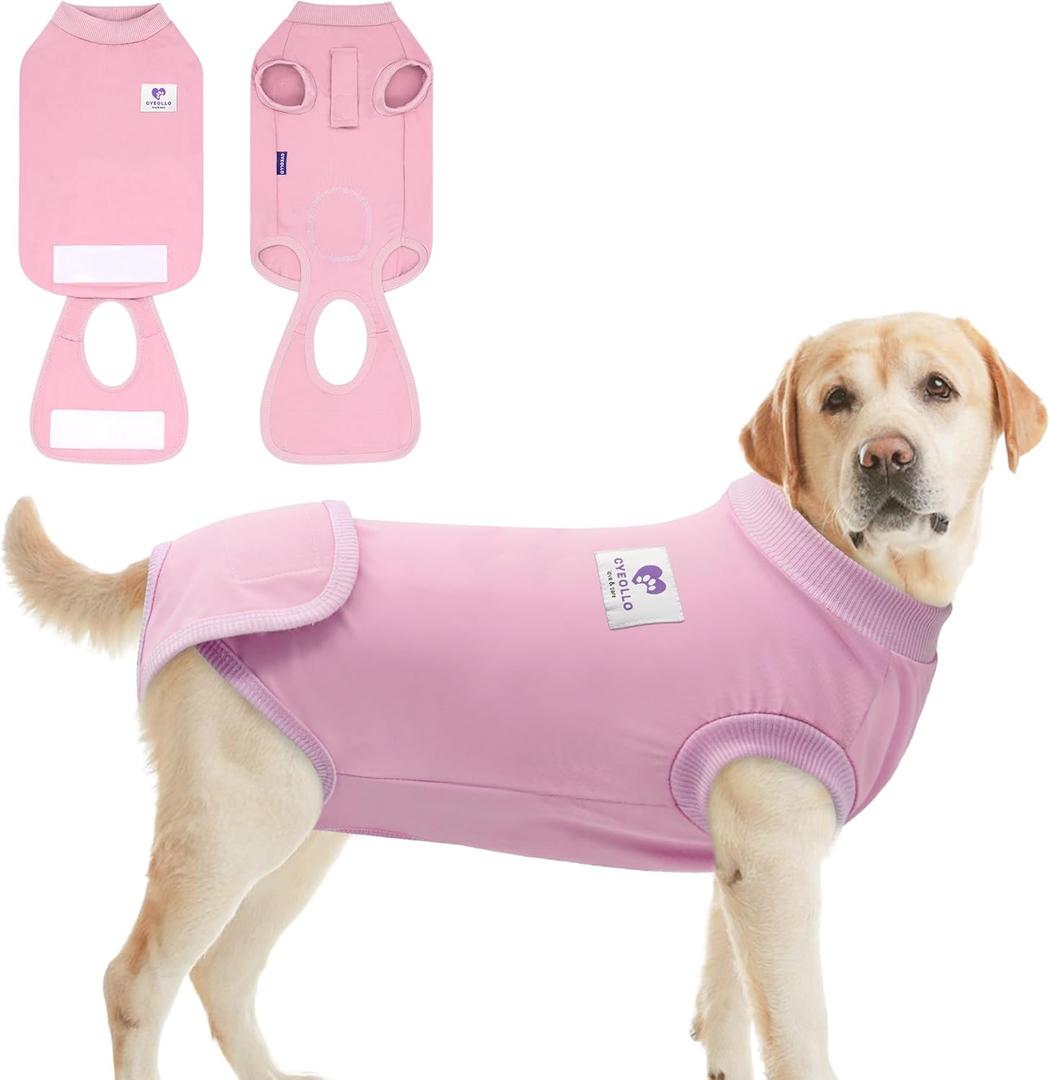 cyeollo Dog Surgery Recovery Suit Soft Breathable Female Male Pet Bodysuit for Spay, Neuter, Surgical Recovery Shirt for Small Medium Large Dogs, Pink, XL (X-Large (Back: 19"-22"))