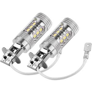 H1 H3 LED Fog Light Bulbs, 24V H3 LED Bulb, 6500K 1400LM White Driving DRL Lamps, Bright Auto Vehicle Led Bulbs Replacement for Cars Trucks, 2 Pack