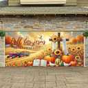Fall for Jesus Garage Door Banner 13x6ft Thanksgiving Decor Backdrop Autumn Banner Cross Pumpkins Sunflower Photo Prop Background for Thanksgiving Yard Outdoor Harvest Scene Display Decor
