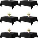 Niuara Black Fabric Rectangle Table Cloth - 6 Pack, 60"  102" Washable Tablecloth for 5FT Tables, Wrinkle-Resistant & Heat-Proof Table Cover for Weddings, Dinners & Parties