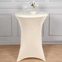 Tableclothsfactory Beige Wholesale Stretchy Spandex Tablecover for Cocktail Table Wedding Party Bar Restaurant Tablecloth, 32" Plain