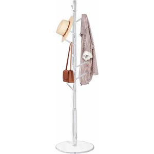 KOLUTI Acrylic Coat Rack Stand, with 8 Hooks 3 Section Adjustable Height, Hats Bags Jacket Clothes Scarves Hanger Organizer Tree Shaped Shelf Umbrella Holder, for Bedroom Entryway Living Room Office