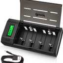 BONAI Smart Battery Charger for AA AAA C D 9V Ni-MH Ni-CD Rechargeable Batteries with Discharge Function and LCD Display Fast Charging - Black