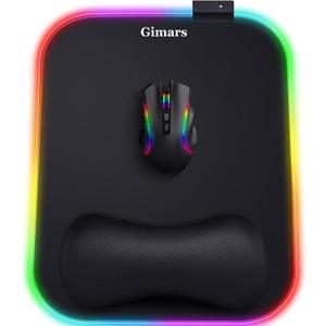 Gimars RGB Mouse Pad with Wrist Rest Support, 12 x 10 in Extra Large Ergonomic Gaming Mouse Pad with 10 LED Lighting Modes, Non-Slip Rubber Base for PC Gaming & Office