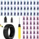 61 Pcs Tire Repair Kit with Screwdriver & Storage Box, Rubber Screw in Tire Plugs for Flat Fix, Glue-Free Vacuum Nail Puncture Repair Tool for Car, Motorcycle, Truck & ATV (Black)