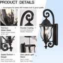 Smeike Black Exterior Wall Sconces, 28" H Large Outdoor Wall Light Fixtures