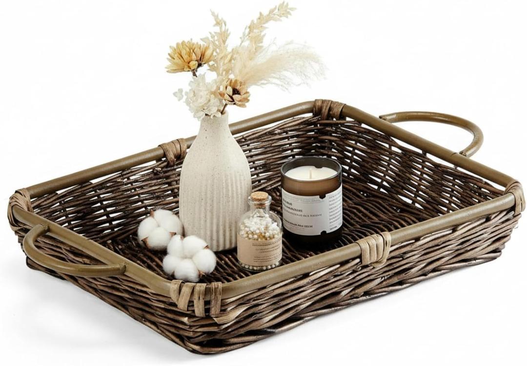 LemonRoad Wicker Casserole Basket 3-Quart Woven Basket Carrier Decorative Container Serving Trays for Aluminum Foil Pan Bakeware Casserole Dish Baking Tins - Heat-Resistant Handle for Safe Transport