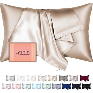 Mulberry Silk Pillow Cases Queen Size with Hidden Zipper, Ultra Smooth and Soft Breathable Cooling Silk Satin Pillowcase for Hair and Skin, Gifts for Women Men (Champagne, 20x30 Inches, 1 Pack)