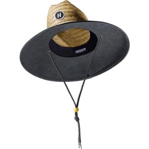 Straw Hat for Men & Women |Lifeguard Hat, Beach Hat & Sun Hat | Wide Brim for Sun Protection | One Size | Solid Black XL | Hemlock