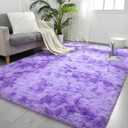 FlyDOIT Purple Tie-Dyed Large Rugs for Living Room, 4x6 Feet Shaggy Rug Fluffy Throw Carpets, Ultra Soft Plush Modern Indoor Fuzzy Rugs for Bedroom Girls Kids Nursery Room Dorm Home Decor