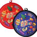 2 PACK Tortilla Warmers, Premium Insulated Fabric Pouch, Tortilla Holder, Keeps Tacos, Naan, Pizza Warm (Orange+Bule)