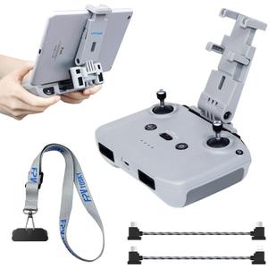No Disassembly Tablet Holder for DJI Lito 1/ X1/Flip/Neo/Mini 4K/ Air 3/ Mini 5/4/ 3 Pro, 7-12 Inch Foldable iPad Mount Holder Pack of Lanyard and 2 Cables, Fits DJI RC-N1/N2/N3 Accessories